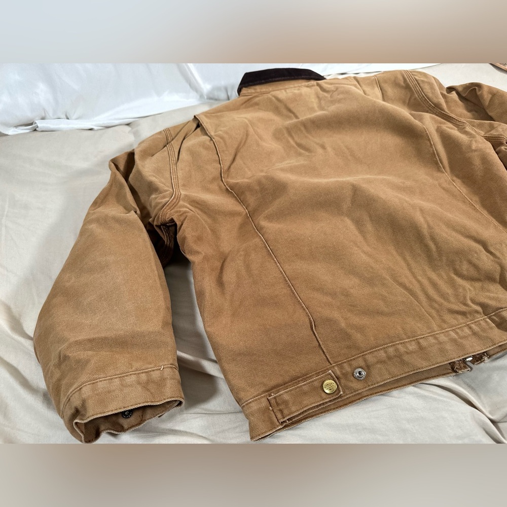 Dickies Detroit Full Zip Blanket Lined Workwear Large Cropped Tan Jacket Flawed - Picture 14 of 15